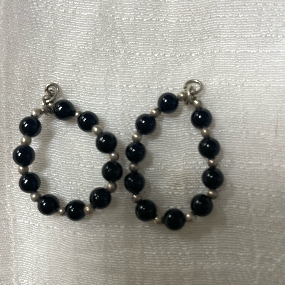 Vintage black ball bead strand earrings jackets for studs
